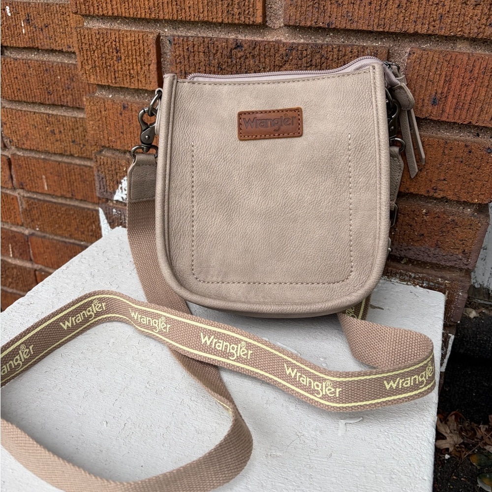 Wrangler Taupe Crossbody Bag with Branded Strap